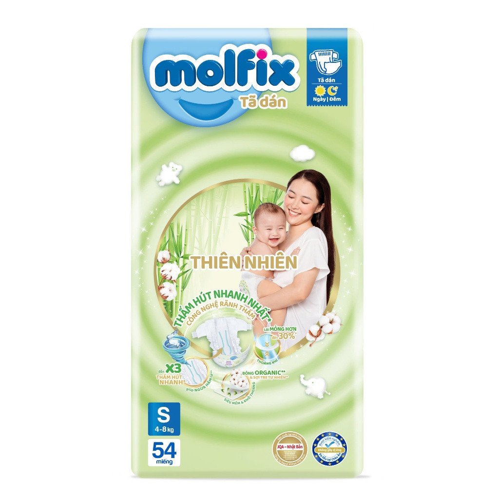 Ảnh Tã/bỉm dán Molfix Thiên nhiên Jumbo S (4kg - 8kg) - 1 Gói 54 miếng 2