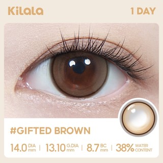 Kính áp tròng Kilala lens 1 ngày màu lam Gifted Brown DIA 14.0mm có độ (0-7) 10 chiếc 2 chiếc