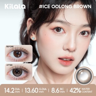 Kính áp tròng Kilala lens 1 ngày màu xám  DIA 14.0mm 14.2mm 14.5mm và màu xám Ice Oolong Brown,Ice Peach Grey,Honey Choco,Felinae Grey, Cold water Black lens cận 1 ngày có độ (0-7) 2 chiếc