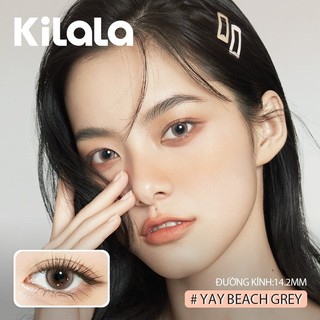 Kính áp tròng Kilala màu nâu Yay Beach Grey lens cận 6 tháng DIA 14.2mm có độ (0-8) 1 cặp