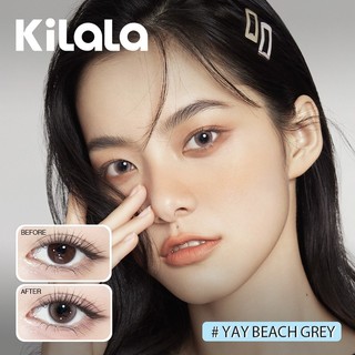 Kính áp tròng Kilala màu nâu Yay Beach Grey lens cận 6 tháng DIA 14.2mm có độ (0-8) 1 cặp