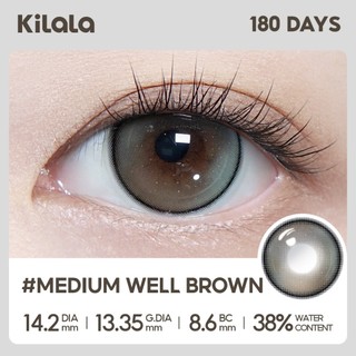 【Deal ưu đãi】Kính áp tròng Kilala màu nâu Medium Well Brown lens cận 6 tháng DIA 14.2mm có độ (0-8) 1 cặp