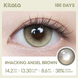 Kính áp tròng Kilala màu nâu Hacking Angel Brown lens cận 6 tháng DIA 14.2mm có độ (0-8) 1 cặp