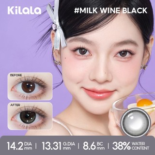 【Deal ưu đãi】Kính áp tròng Kilala màu đen Milk Wine Black lens cận 6 tháng DIA 14.2mm có độ (0-8) 1 cặp