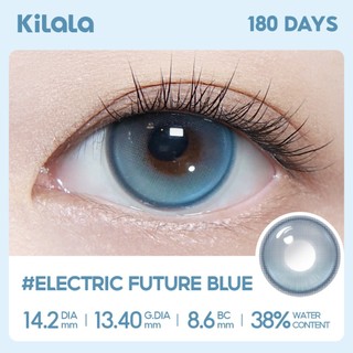 【Deal ưu đãi】Kính áp tròng Kilala màu lam Electric Future Blue lens cận 6 tháng DIA 14.2mm có độ (0-8) 1 cặp