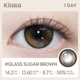 Kính áp tròng Kilala màu nâu Glass Sugar Brown lens cận 1 ngày DIA 14.2mm có độ (0-8) 2 chiếc