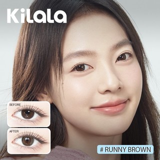 Kính áp tròng Kilala màu nâu Runny Heart Brown lens cận 1 ngày DIA 14.5mm có độ (0-8) 2 chiếc