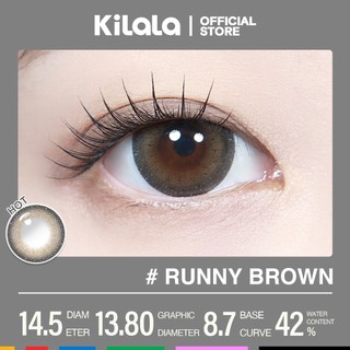 Kính áp tròng Kilala màu nâu Runny Heart Brown lens cận 1 ngày DIA 14.5mm có độ (0-8) 2 chiếc