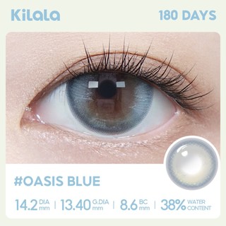 Kính áp tròng Kilala màu lam Oasis Blue lens cận 6 tháng DIA 14.2mm có độ (0-8) 1 cặp