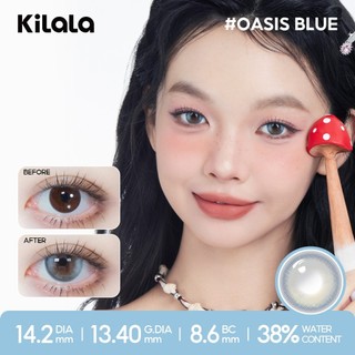 Kính áp tròng Kilala màu lam Oasis Blue lens cận 6 tháng DIA 14.2mm có độ (0-8) 1 cặp