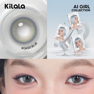 Kính áp tròng Kilala màu lam Oasis Blue lens cận 6 tháng DIA 14.2mm có độ (0-8) 1 cặp