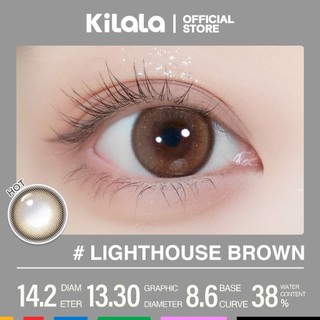 Kính áp tròng Kilala màu nâu Lighthouse Brown lens cận 1 tháng DIA 14.2mm có độ (0-8) 1 cặp