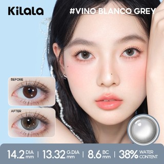 Kính áp tròng Kilala màu xám Vino Blanco Gray lens cận 6 tháng DIA 14.2mm có độ (0-8) 1 cặp