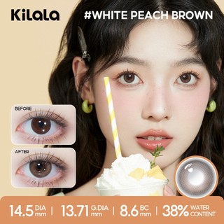 Kính áp tròng Kilala màu nâu White Peach Brown DIA 14.5mm lens cận 6 tháng có độ (0-8) 1 cặp