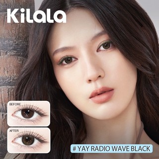 Kính áp tròng Kilala màu đen Yay Radiowave Black lens cận 6 tháng DIA 14.2mm có độ (0-8) 1 cặp