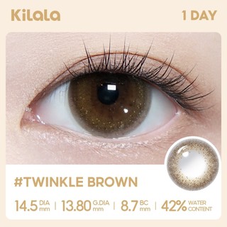 Kính áp tròng Kilala màu nâu Twinkle Brown lens cận 1 ngày DIA 14.5mm có độ (0-8) 2 chiếc