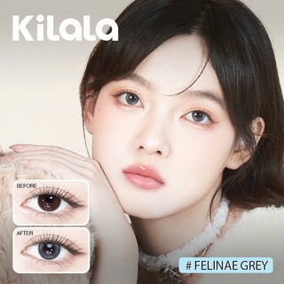 Kính áp tròng Kilala màu nâu Orange Brown DIA 14.2mm và màu xám Felinae Grey DIA 14.5mm lens cận 1 ngày có độ (0-8) 2 chiếc