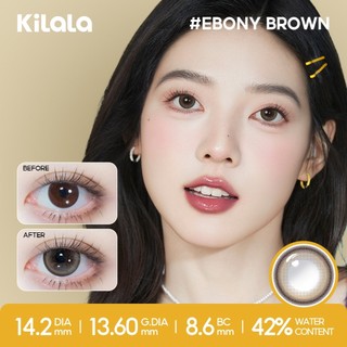 Kính áp tròng Kilala màu nâu Ebony Brown lens cận 1 ngày DIA 14.2mm có độ (0-8) 2 chiếc