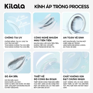 【Deal ưu đãi】Kính áp tròng Kilala màu lam Peach Blue lens cận 6 tháng DIA 14.2mm có độ (0-8) 1 cặp