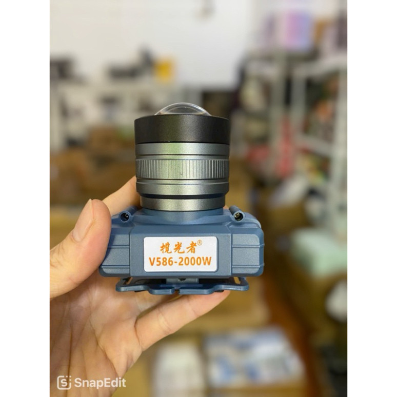 Đèn Đội Đầu V585 zoom xa gần ánh sáng trắng, tích hợp đèn led hiển thị % pin, độ bền cao