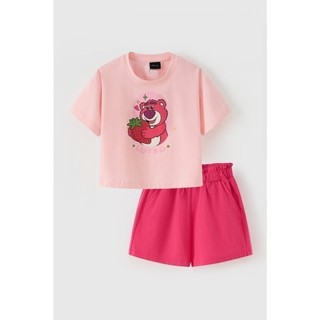 Đồ bộ thun ngắn tay Gấu dâu Lotso, Stitch Disney bé gái Rabity 560.006
