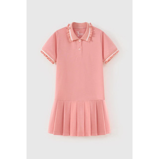 Đầm thun polo tay ngắn xếp ly thêu vỏ sò bé gái Rabity 93516