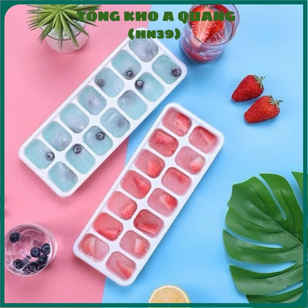 (COMBO 5) KHAY LÀM ĐÁ, Khay đá Silicon 14 viên có nắp đậy làm kem làm thạch hoa quả tiện lợi bền bỉ - KHAYLAMDA278
