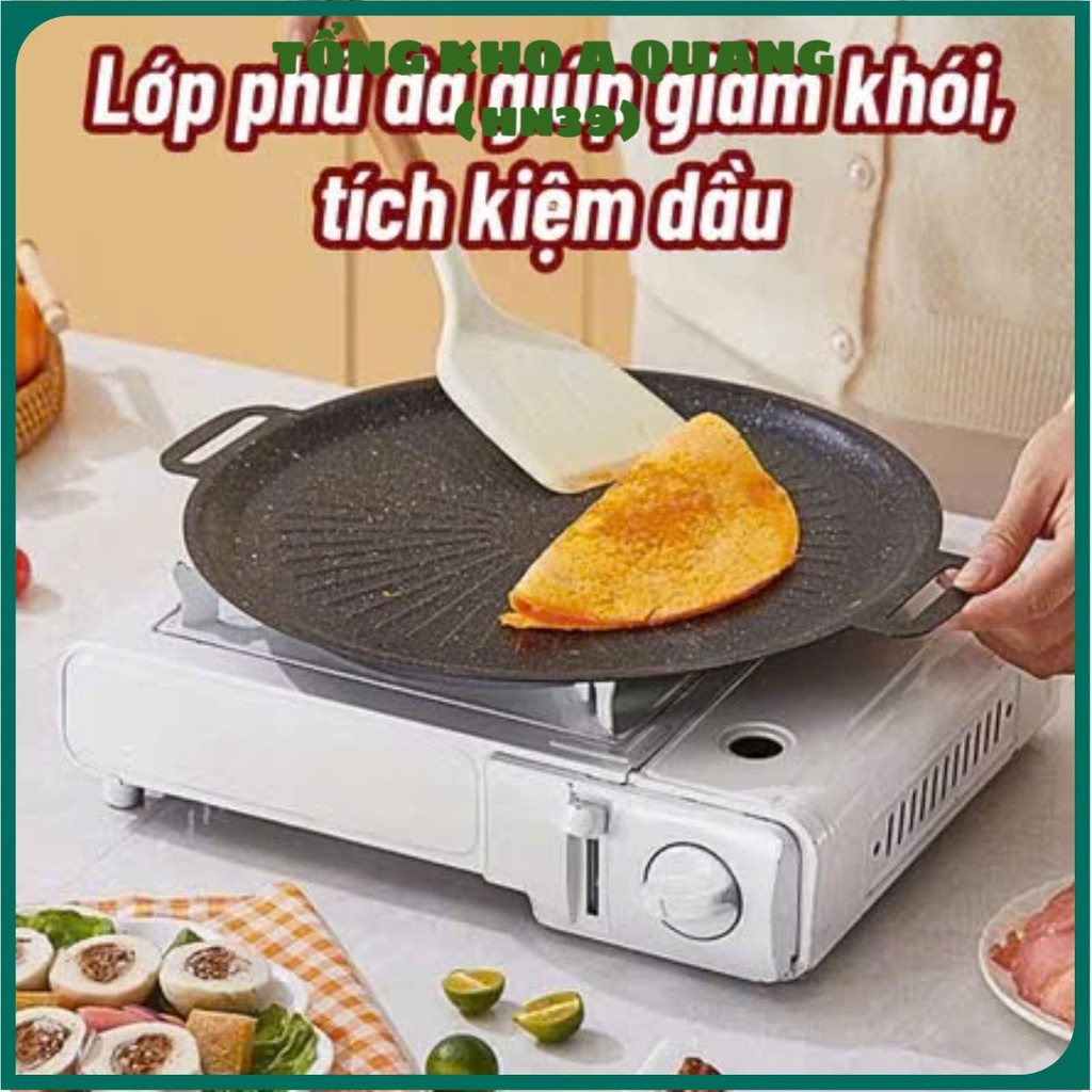 Chảo nướng đá chống dính, chảo nướng thịt BBQ không dầu Hàn Quốc, CHẢO NƯỚNG SIZE 34 - CHAO0423