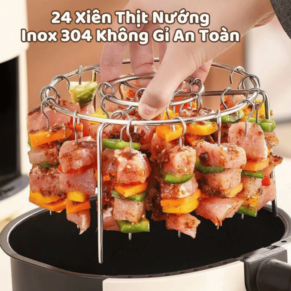 Combo 24 Xiên Nướng Thịt BBQ Inox 304 Không Gỉ Xiên Thịt Nướng Nồi ...