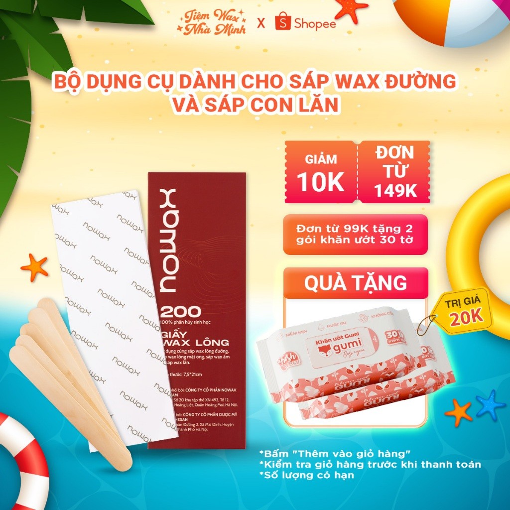 BỘ DỤNG CỤ DÀNH CHO SÁP WAX ĐƯỜNG VÀ SÁP CON LĂN, hộp 200 giấy wax tặng ...