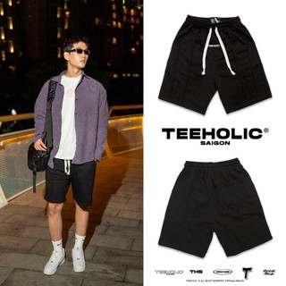 Quần Short Gân Unisex TEEHOLIC Màu Đen, Beige Đậm