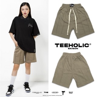 Quần Short Gân Unisex TEEHOLIC Màu Đen, Beige Đậm