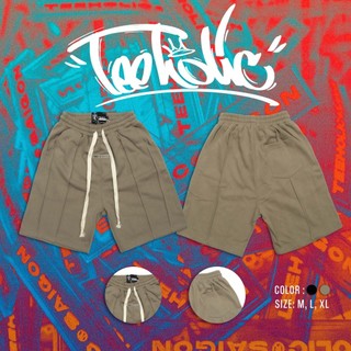 Quần Short Gân Unisex TEEHOLIC Màu Đen, Beige Đậm