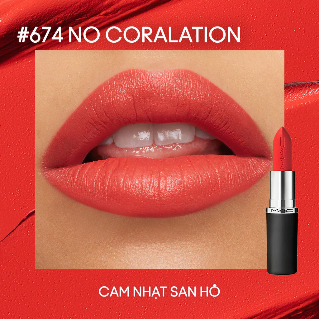 #674 No Coralation MAC MACximal Silky Matte Lipstick | Son thỏi bán chạy, hiệu ứng mịn lì, bền màu suốt 12H (bản sao)