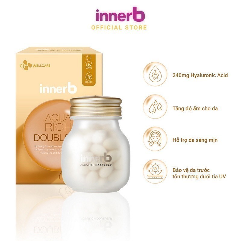 Ảnh Combo giữ ẩm da sáng mịn InnerB Aqua Rich DoubleUp & 4 hộp Collagen InnerB Glowshot 4