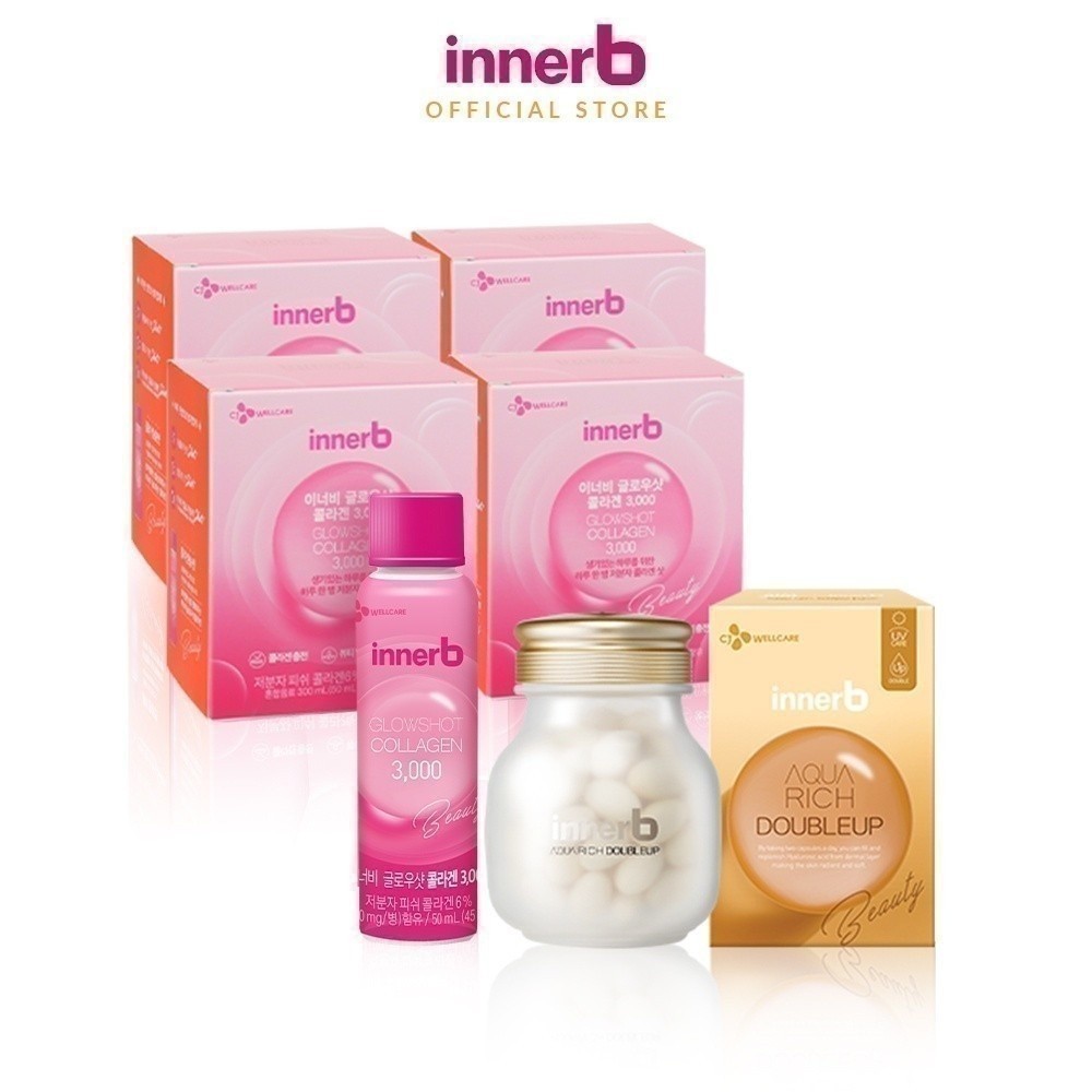 Ảnh Combo giữ ẩm da sáng mịn InnerB Aqua Rich DoubleUp & 4 hộp Collagen InnerB Glowshot 1