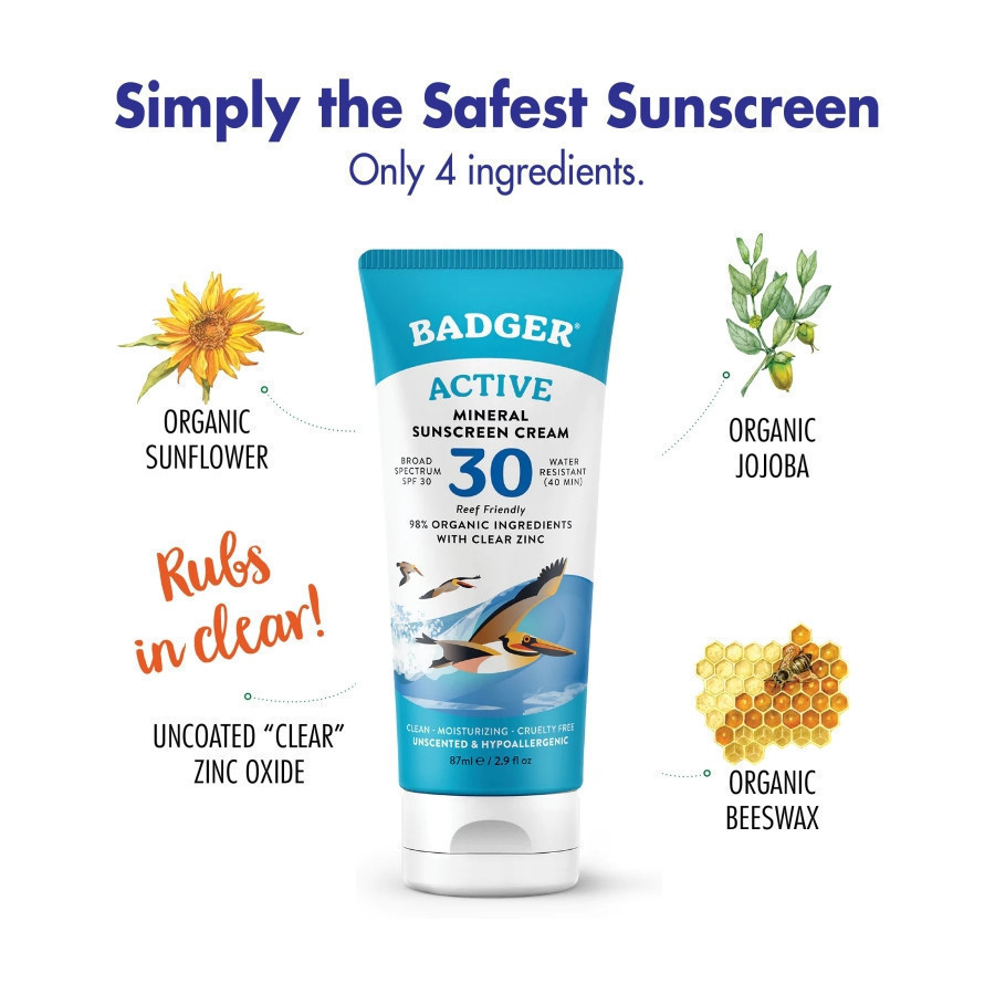 Ảnh Combo dưỡng da hữu cơ BADGER - Kem chống nắng SPF 30 - Dầu dưỡng, sáp dưỡng 1