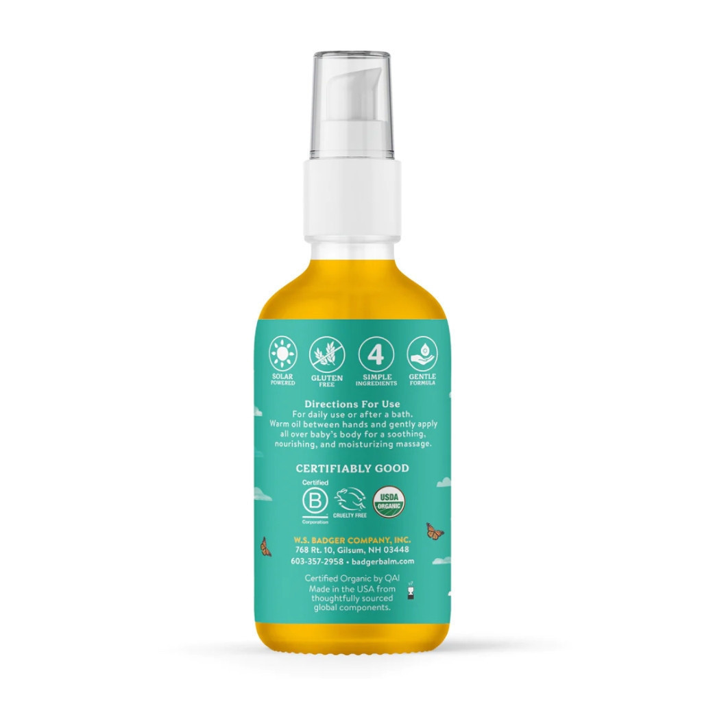 Ảnh Dầu hữu cơ dưỡng da, massage cho em bé Badger Organic Baby Oil - hạn chế khô da, giúp da ẩm mềm - 118ml 3