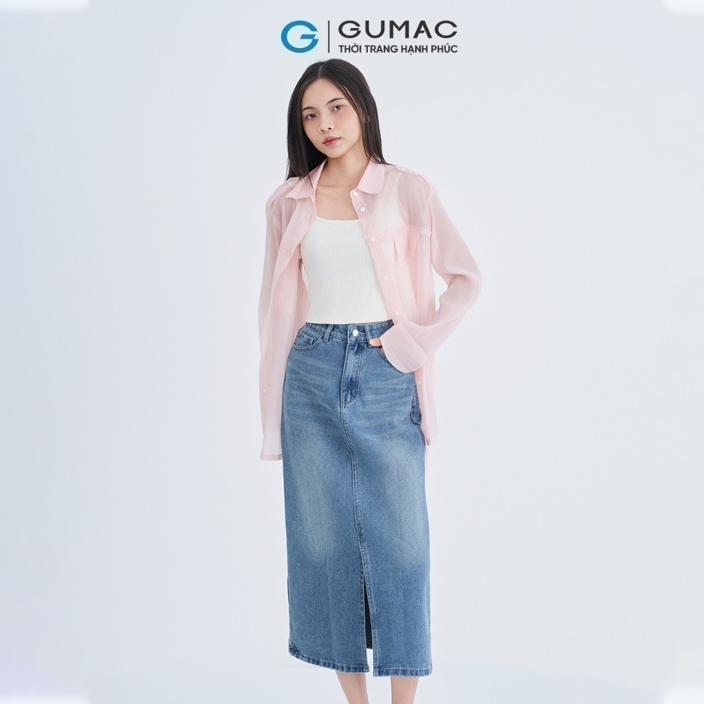 [SALE] Áo sơ mi nữ Gmorning - GUMAC tay dài form suông rộng trong suốt freesize  YAE07052