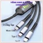 CÁP SẠC 3 ĐẦU SIÊU BỀN - Dây Sạc Tự Ngắt 100w Sạc Nhanh Hỗ Trợ Tiện Lợi,Dây Cáp Sạc Nhanh 3in1 Tự Điều Chỉnh Dòng