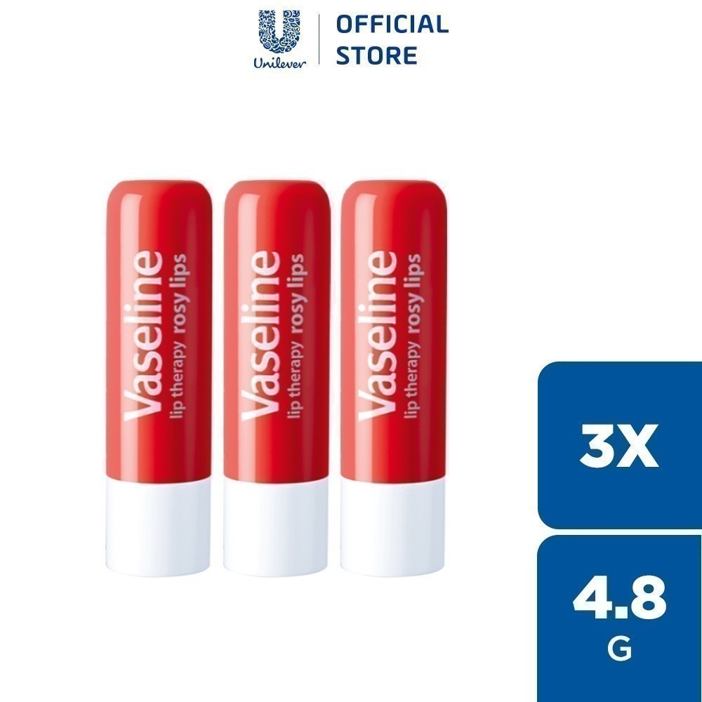 Bộ 3 son dưỡng môi Vaseline Lip Care Hồng Xinh dạng thỏi 4.8g