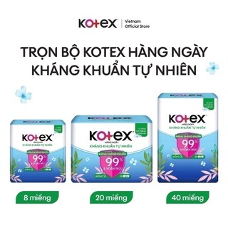 Combo 4/Combo 8 gói băng vệ sinh Kotex hằng ngày kháng khuẩn không cánh (40M/gói)
