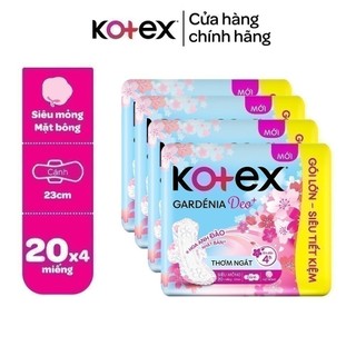 Lốc 4/Lốc 8 gói băng vệ sinh Gardenia Deo+ - Hoa Anh Đào siêu mỏng cánh 23cm 20 miếng