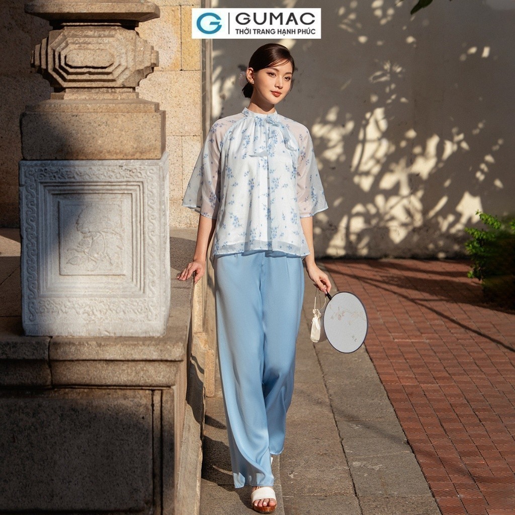 Quần Lụa Ống Suông Nữ GUMAC Lưng Cao Cạp Cao Khóa Kéo Giấu Thanh Lịch QD12068