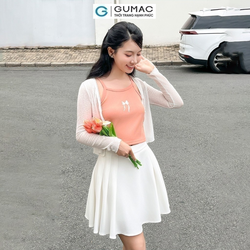 Áo Tanktop Nữ Áo 2 Dây Slim Fit Gmorning - GUMAC In Nơ Thun Gân Co Giãn Ôm Dáng Thời Trang YATE05077