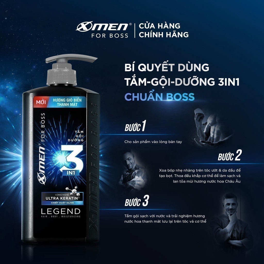 Ảnh Tắm-gội-dưỡng 3in1 X-Men for Boss hương gió biển thanh mát Legend 830g 2