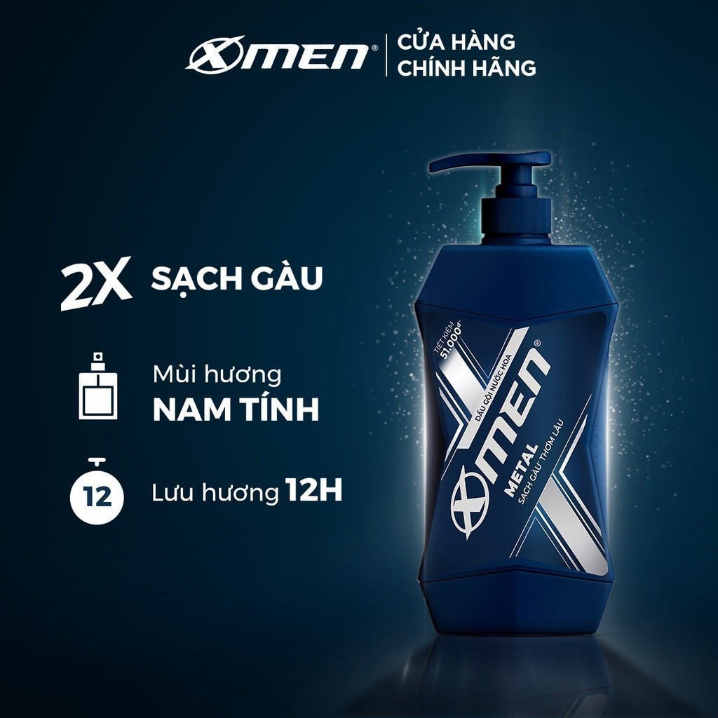 Ảnh Dầu gội nước hoa Xmen 900g Wood & Metal - 2 mùi hương nam tính, 2x sạch sâu và lưu hương 12h 2