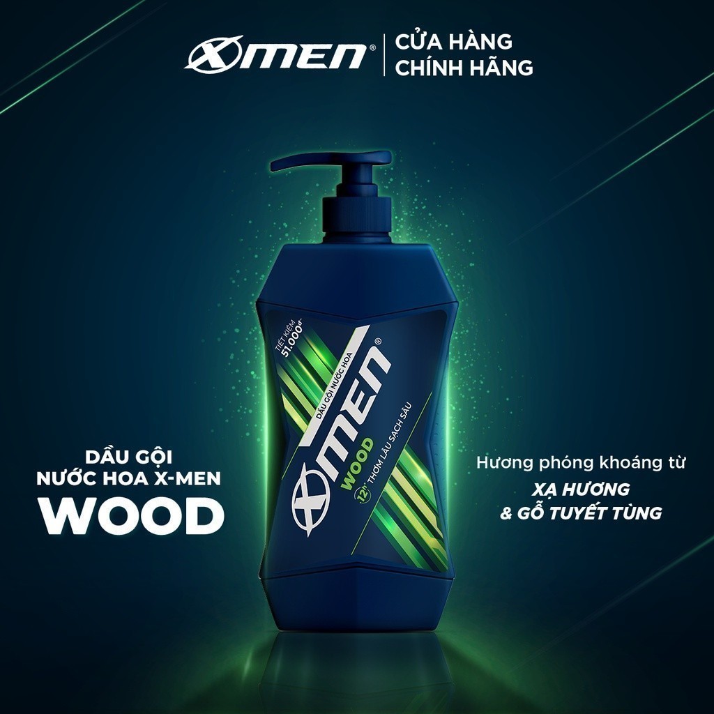 Ảnh Dầu gội nước hoa Xmen 900g Wood & Metal - 2 mùi hương nam tính, 2x sạch sâu và lưu hương 12h 3