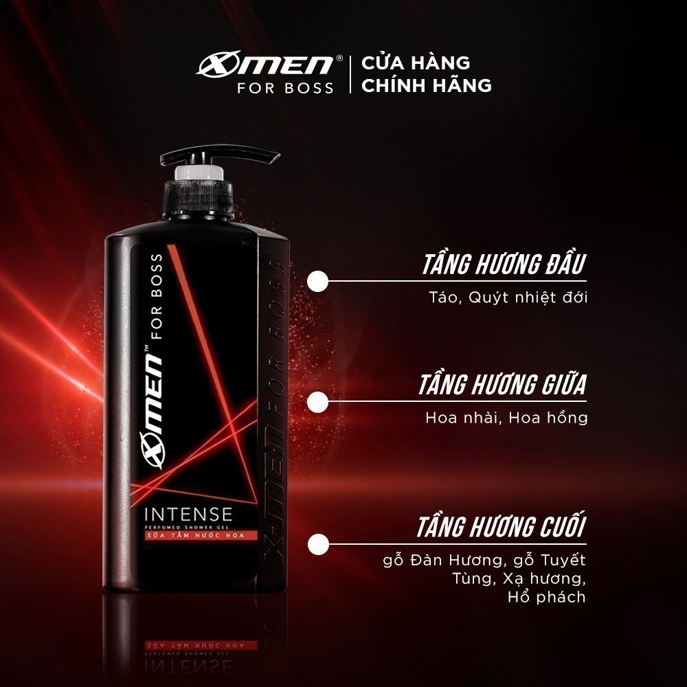 Ảnh Sữa tắm nước hoa X-Men For Boss 650g Intense/Luxury/Motion - Hương nước hoa châu Âu 3