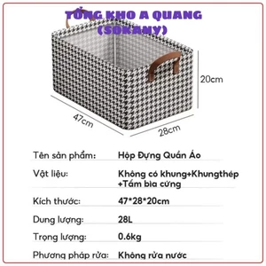HỘP KHUNG THÉP GẤP GỌN KÈM LÓT ĐÁY , Túi Hộp Khung Thép Họa Tiết Caro Tiện Lợi, Chắc Chắn, Có Thể Gấp Gọn,Hộp Vải Khung